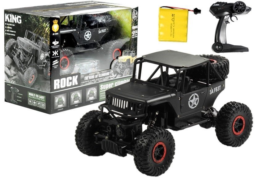 Nuotololiniu būdu valdomas automobilis Jeep, 1:18, juodas