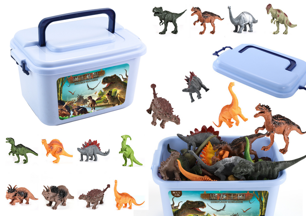 Dinozaurų figūrėlių rinkinys su dėžute