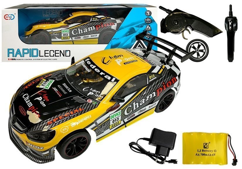 Nuotoliniu būdu valdomas automobilis "Rapid Legend Champion", geltonas