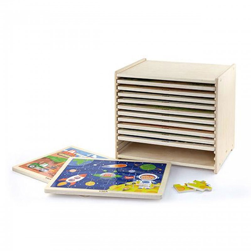 Medinių dėlionių rinkinys Viga Toys, 12vnt.