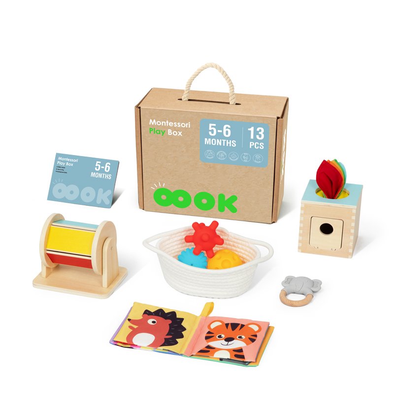 Montessori edukacinis žaislų rinkinys 6in1, kūdikiams nuo 5-6 mėn.