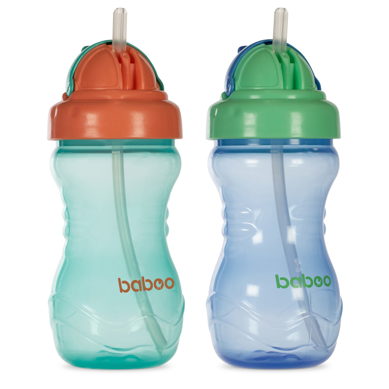 Baboo gertuvės su silikoniniu šiaudeliu, 360ml, 9+ mėn, 2 vnt