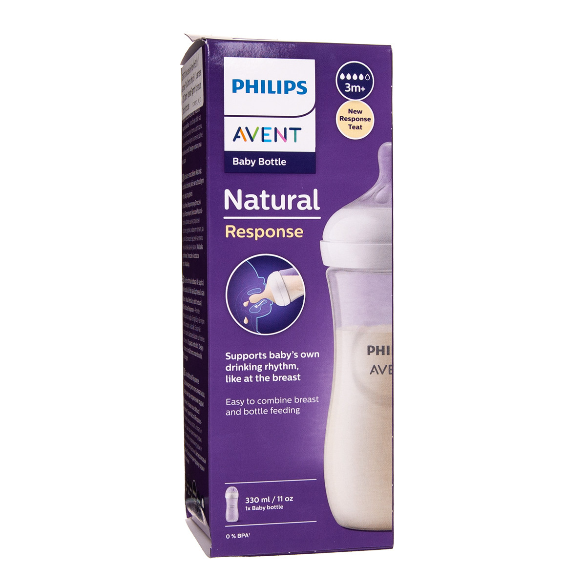 PHILIPS AVENT, buteliukas "Natural Response", su vidutinės tėkmės žinduku. SCY906/01, 330 ml