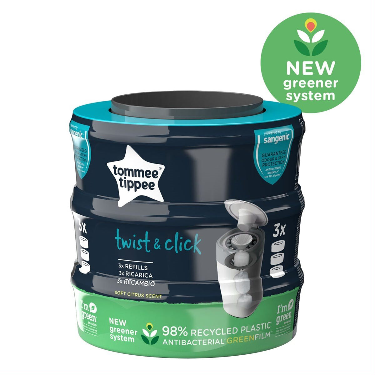 TOMMEE TIPPEE SANGENIC, kasetės sauskelnių konteineriui Twist Refil, 3 vnt.