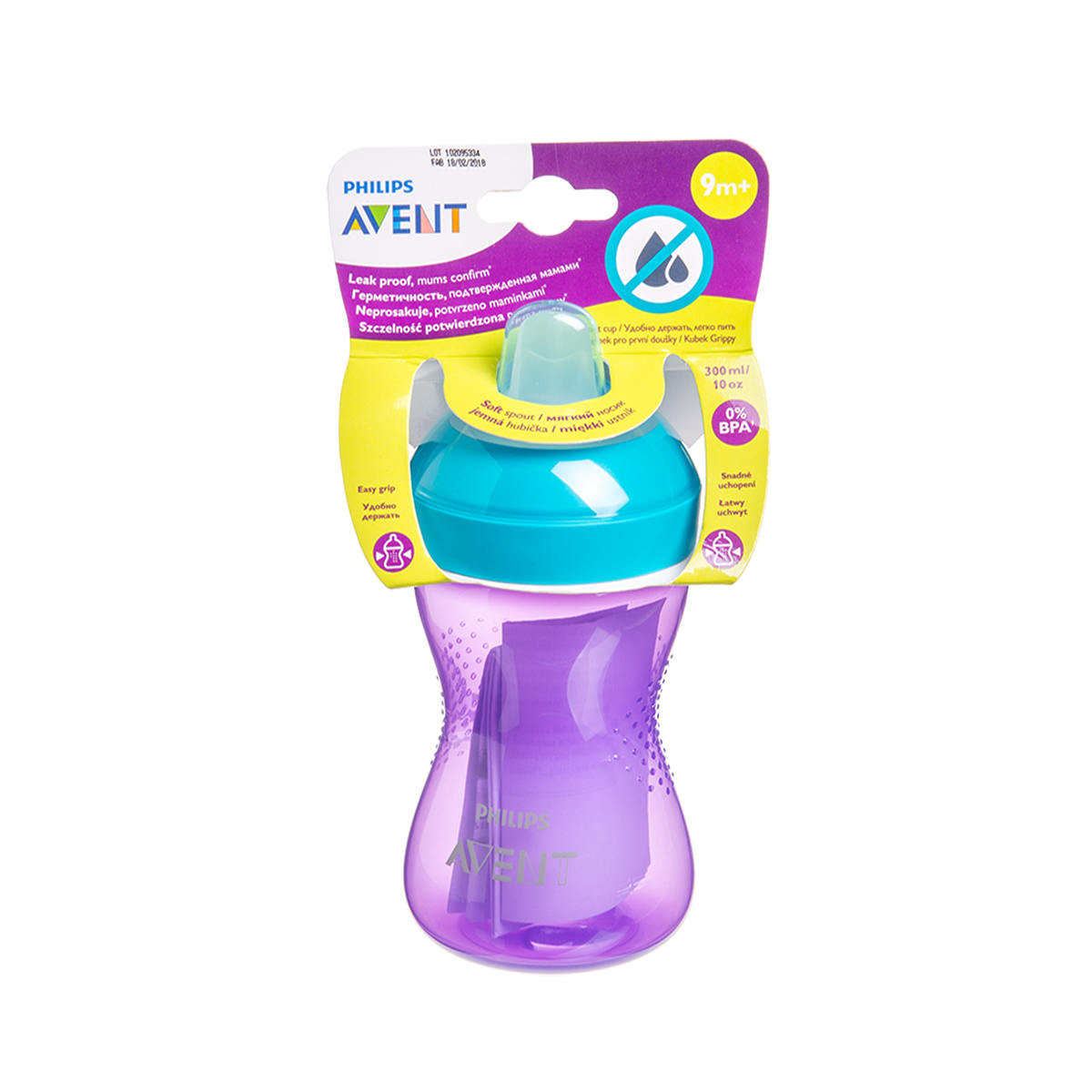 PHILIPS AVENT, neišsiliejantis puodelis su minkštu snapeliu, 9 mėn.+, SCF802/02, 300 ml