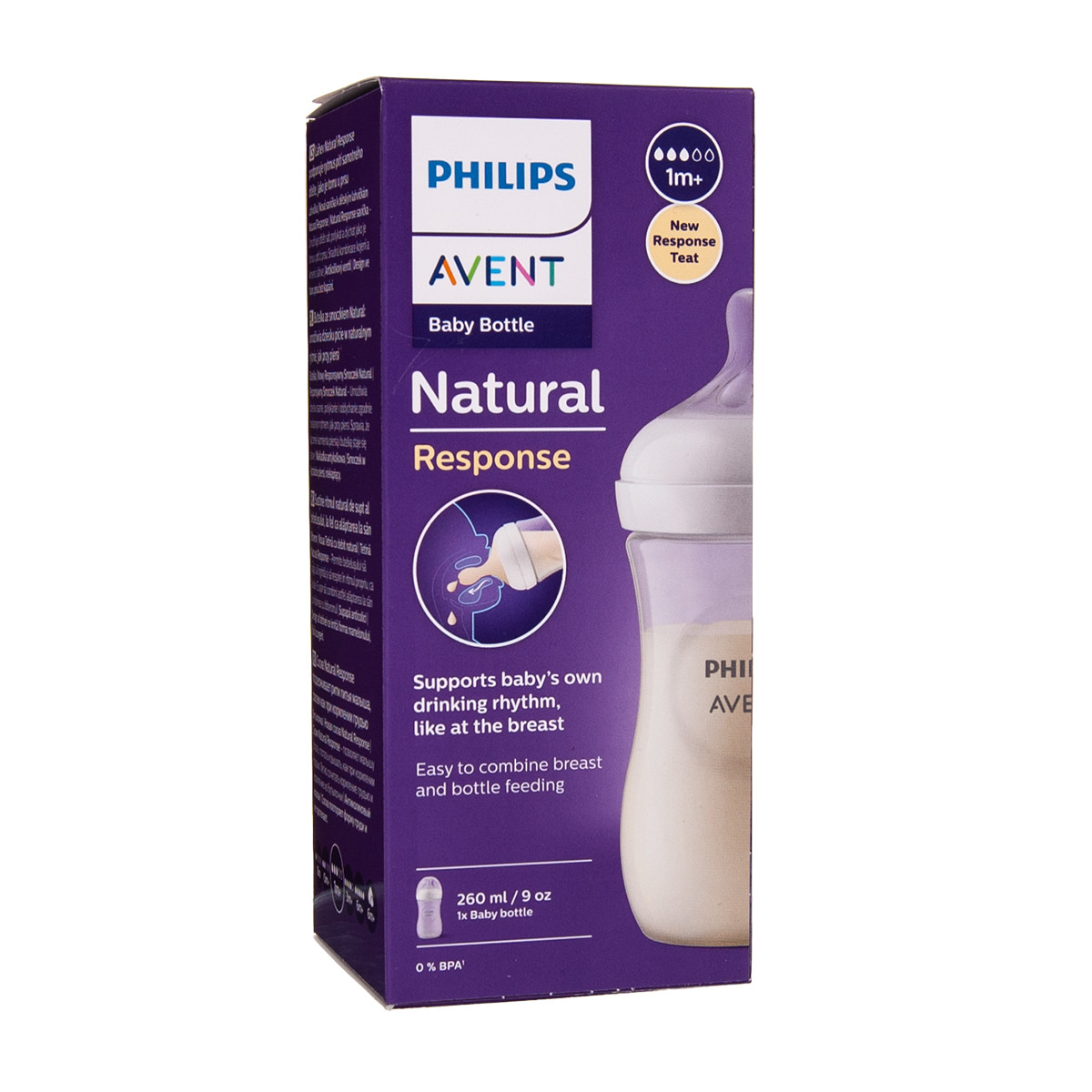 PHILIPS AVENT, buteliukas "Natural Response", su lėtos tėkmės žinduku, SCY903/01, 260 ml