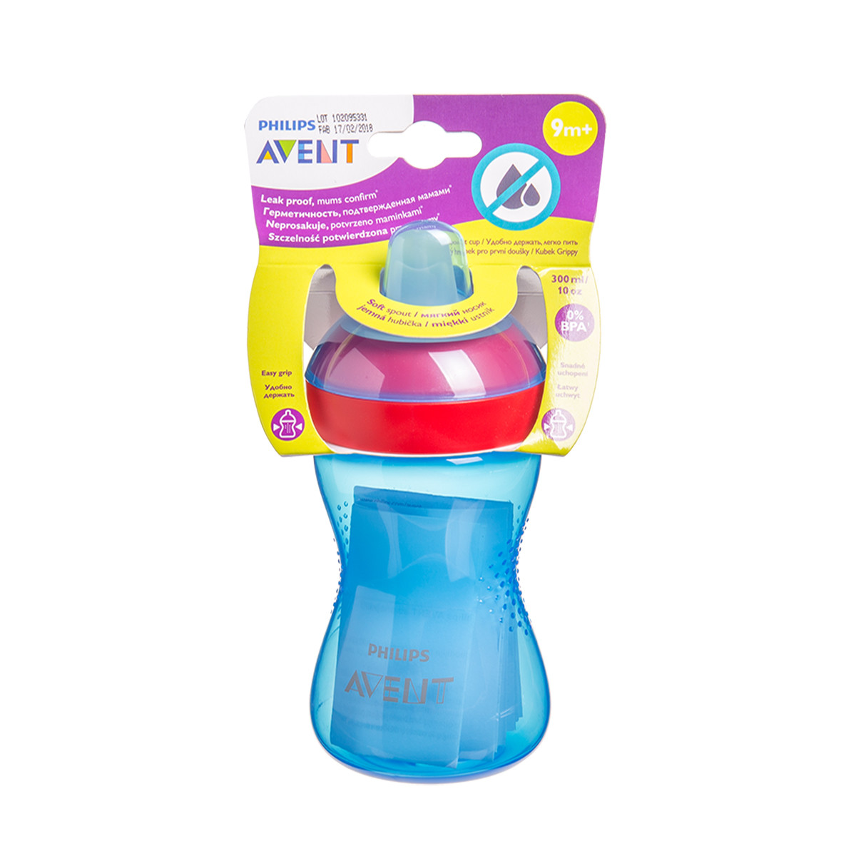 PHILIPS AVENT, neišsiliejantis puodelis su minkštu snapeliu, 9 mėn.+, SCF802/01, 300 ml