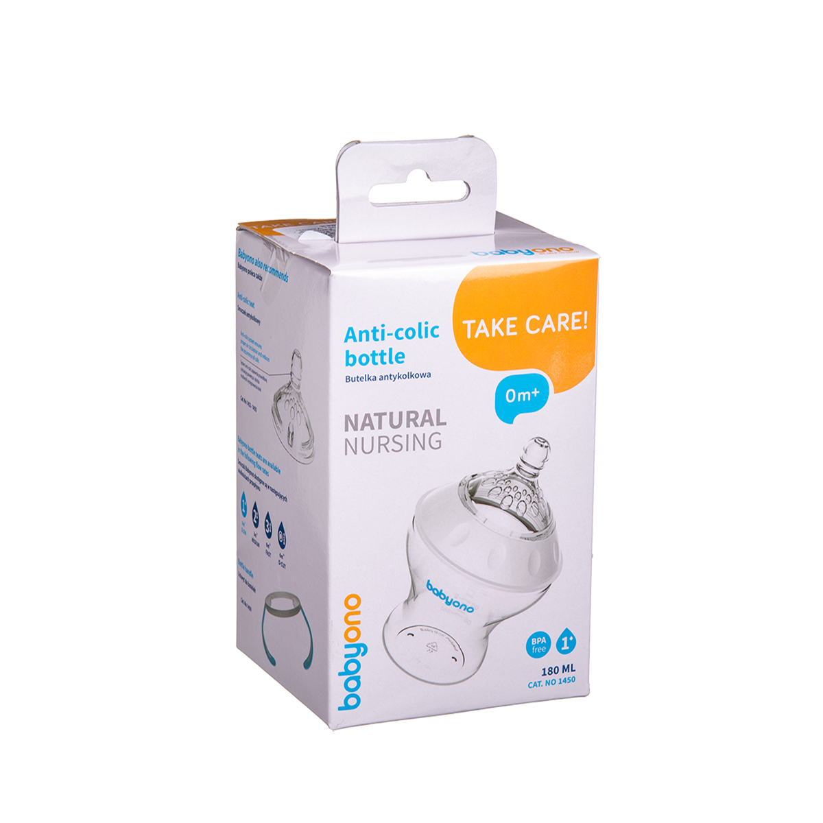BABYONO NATURAL NURSING, nuo 0 mėn., dieglių nesukeliantis buteliukas, 180 ml