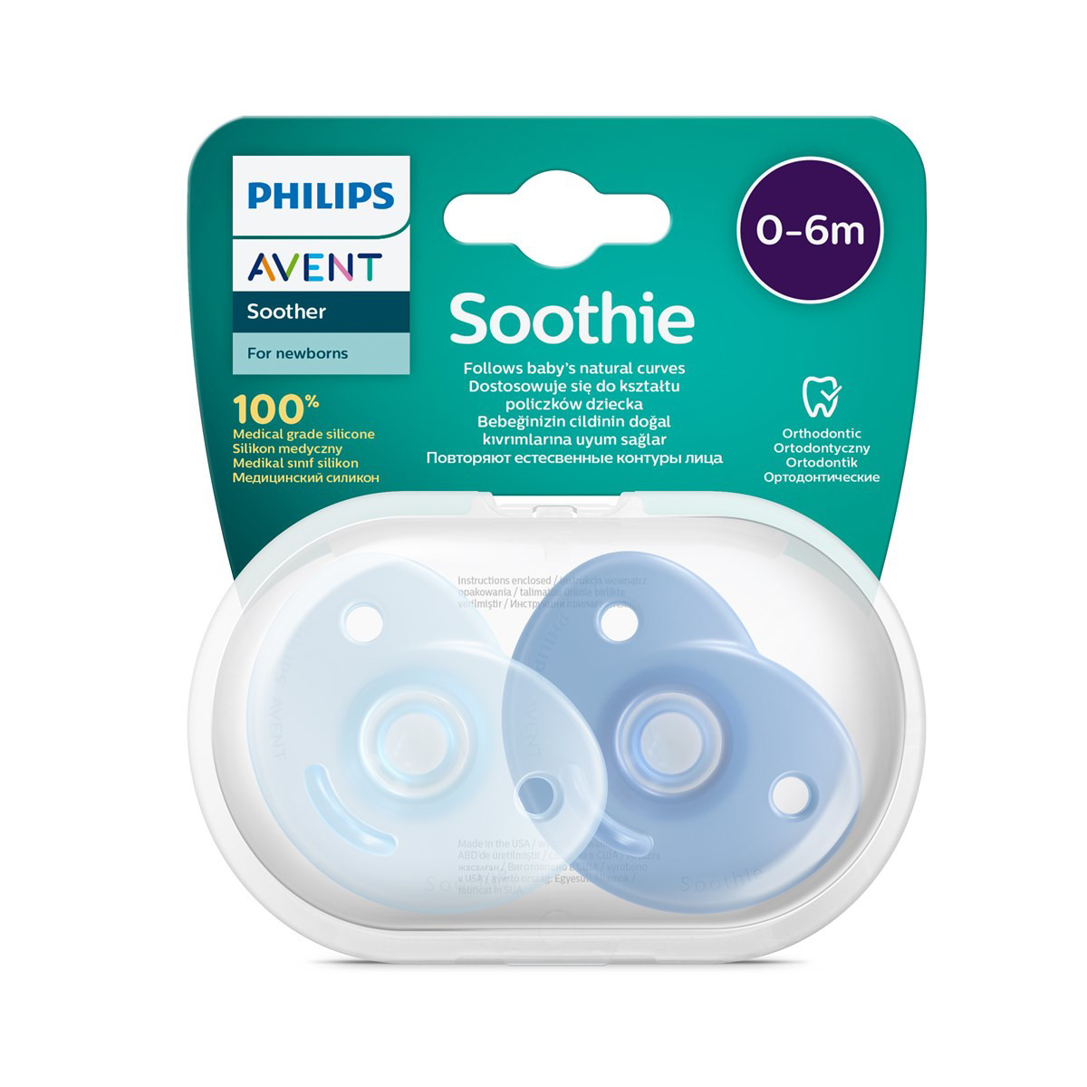 PHILIPS AVENT, silikoninis čiulptukas. "Minkštasis B", 0-6 mėn., SCF099/21/ 2vn.t