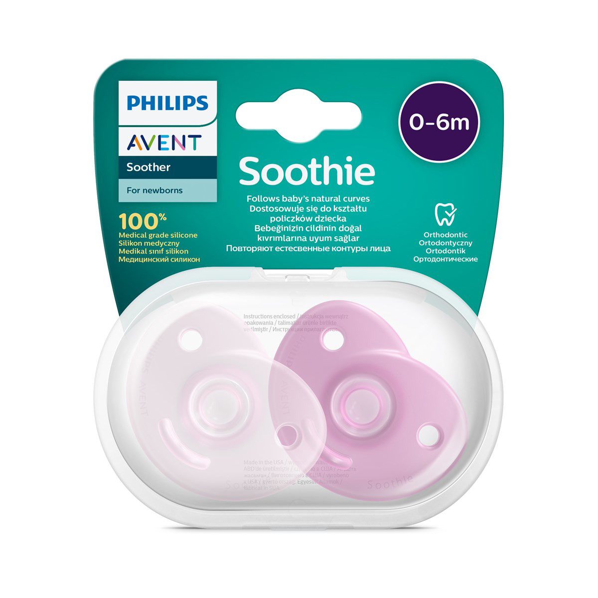 PHILIPS AVENT, silikoninis čiulptukas, ''Minkštasis M'', nuo 0-6mėn., SCF099/22, 2vnt.