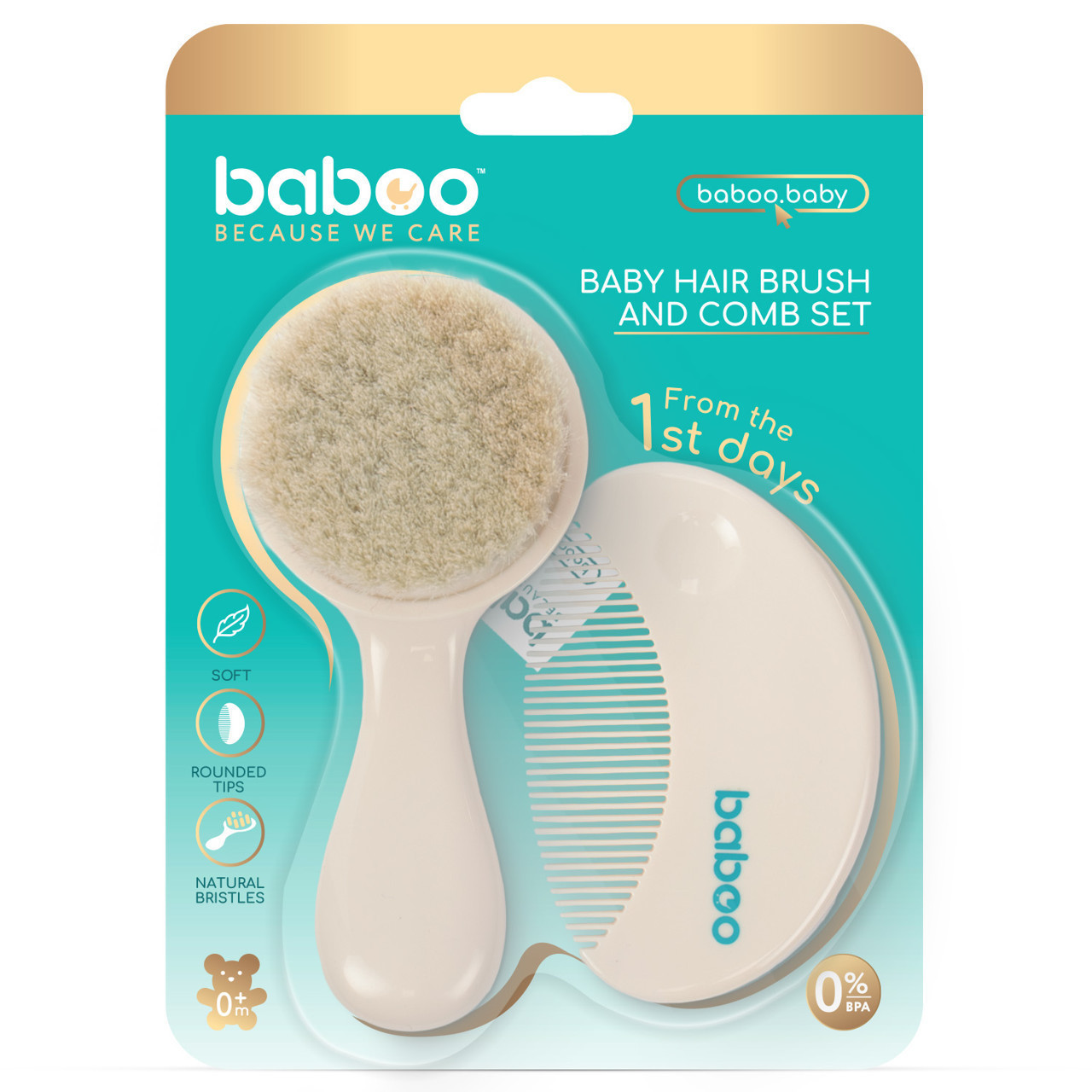 Baboo šukos ir šepetys naujagimiui, 0+ mėn