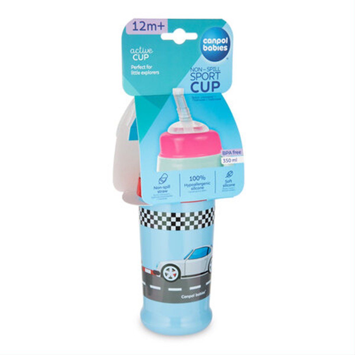 CANPOL BABIES RACING CARS, sportinis neišsiliejantis puodelis, tamsiai mėlynas, 56/516