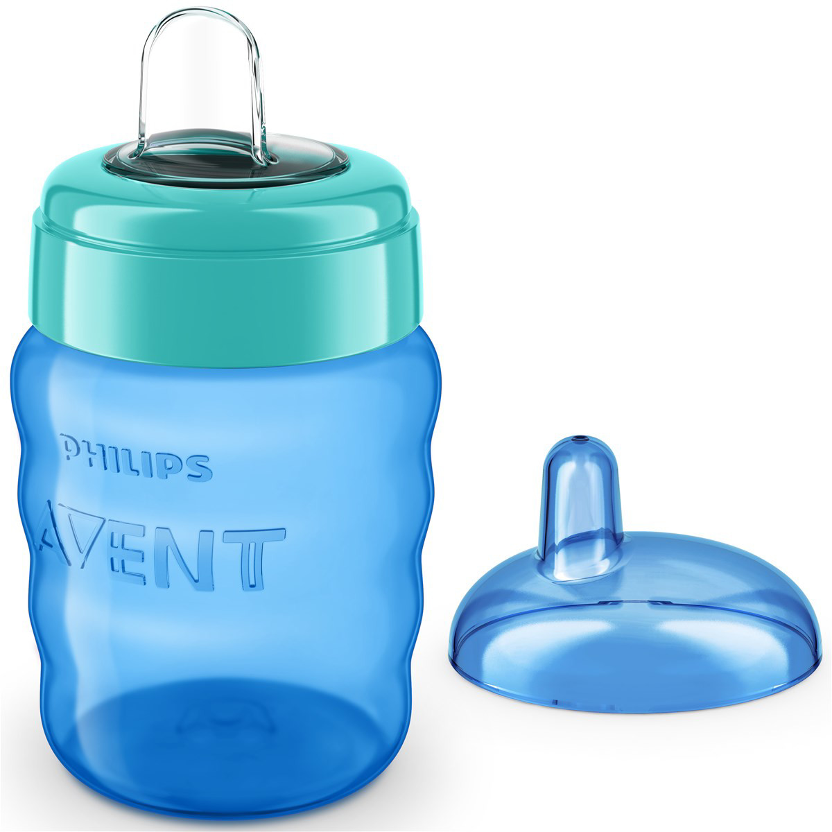PHILIPS AVENT, puodelis su minkštu silikoniniu snapeliu be rankenėlių, mėlynas, SCF553/05, 260 ml
