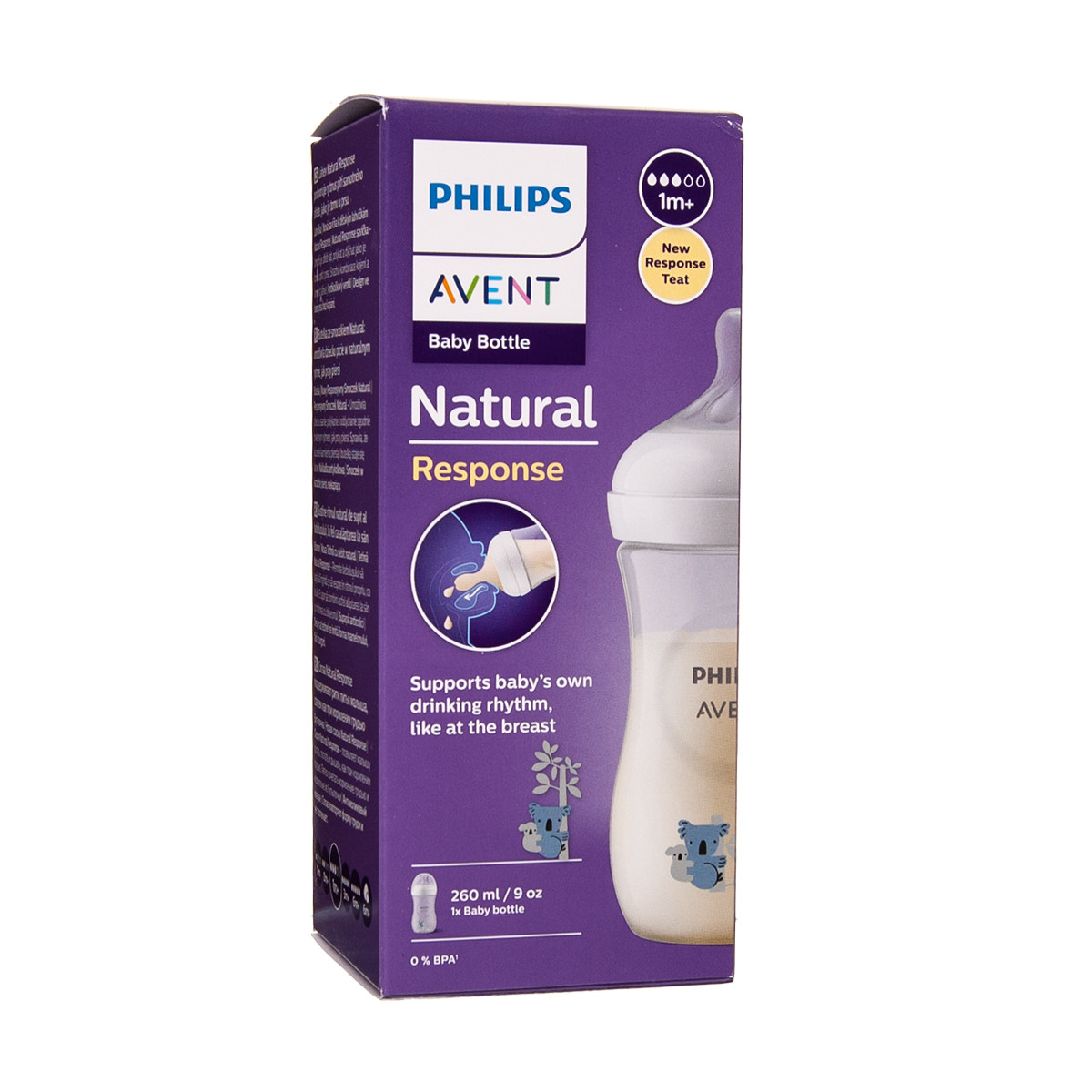 PHILIPS AVENT NATURAL RESPONSE, Buteliukas dekoruotas, KOALA, 260ml, SCY903/67