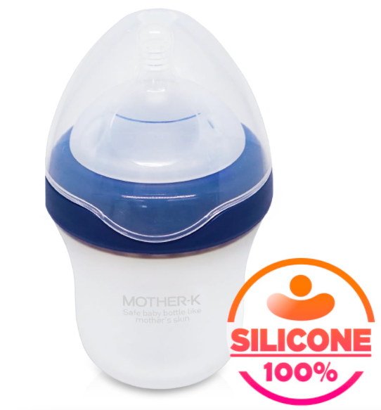 Mother-K Silikoninis Maitinimo Buteliukas, 180ml, mėlynas