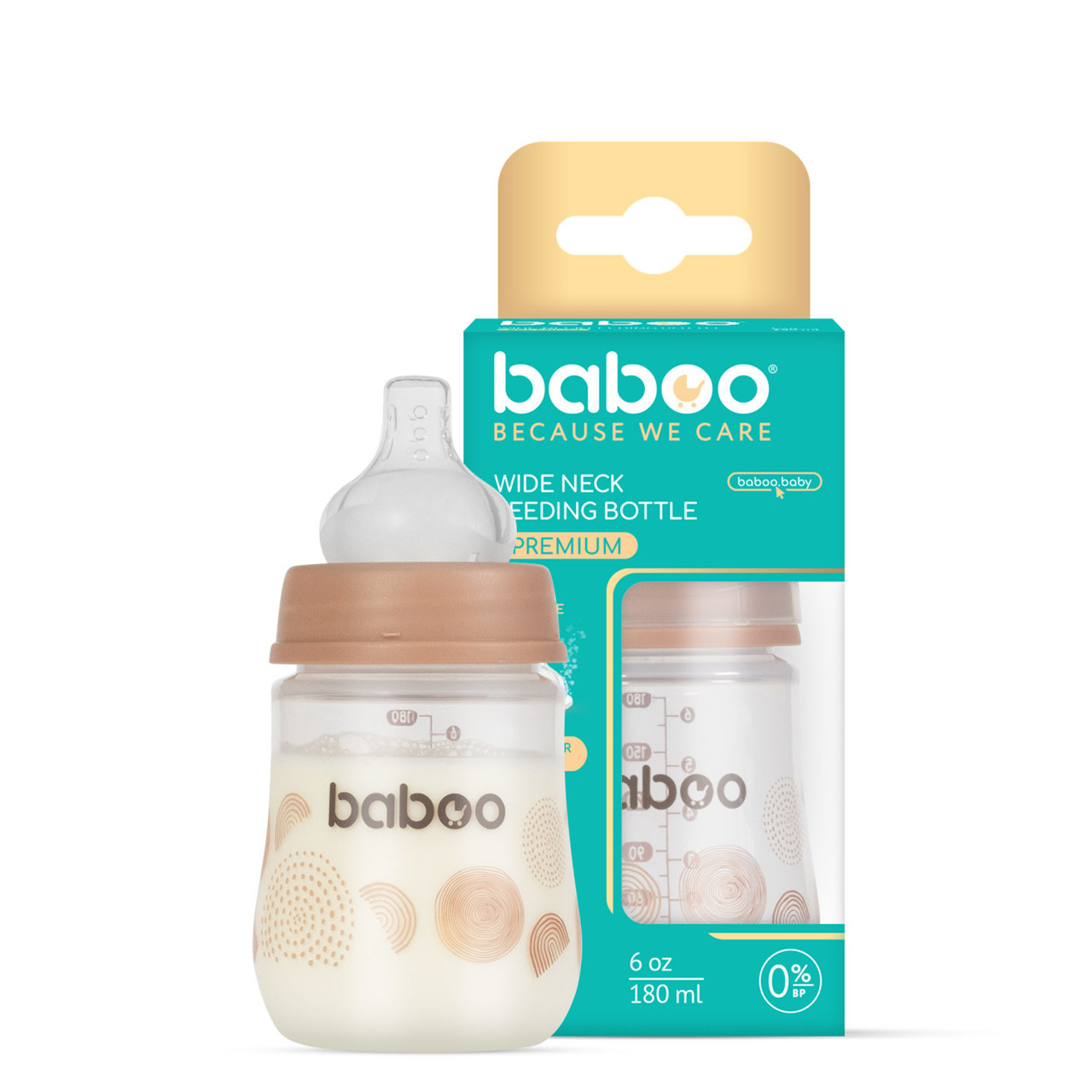 Baboo antikolinis maitinimo buteliukas, 180 ml, 0+ mėn, Au Naturale