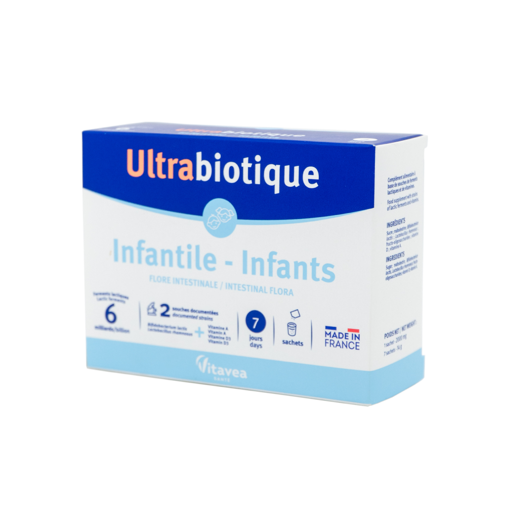 VITAVEA Ultrabiotique gerosios bakterijos vaikams su vitaminais D3 ir A, 7 paketėliai