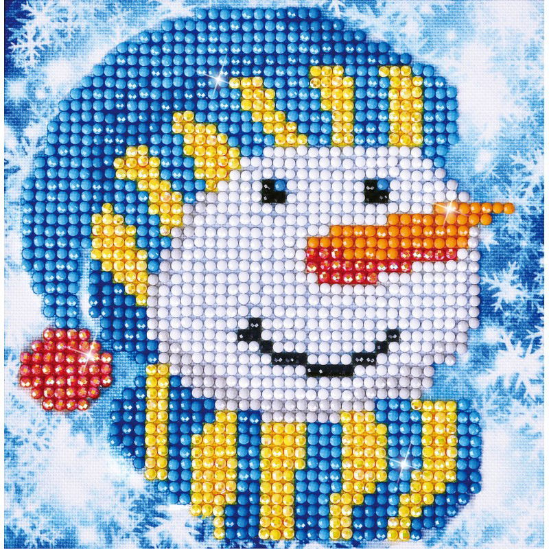 Deimantinė mozaika SNOWMAN CAP PICTURE 13,54x13,54 cm