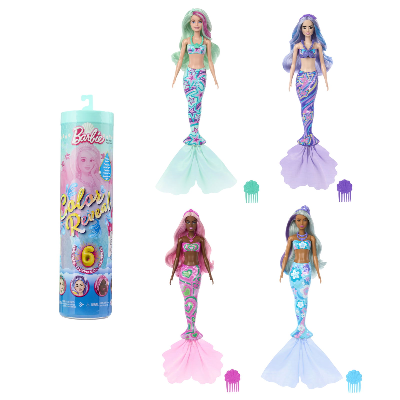 Barbie Color Reveal undinės siurprizų rinkinys, giliųjų vandenų serija