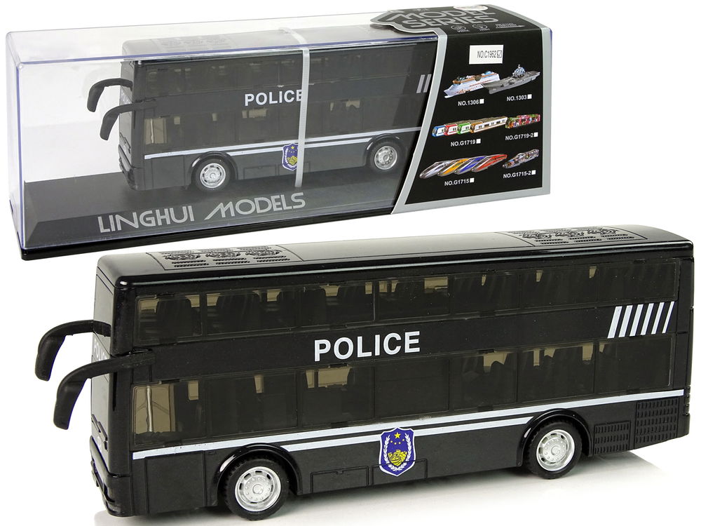 Dviaukštis policijos autobusas, juodas