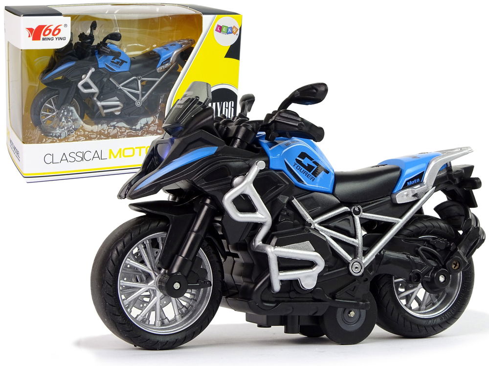 Motociklas GT su garso ir šviesos efektais, 1:14, mėlynas