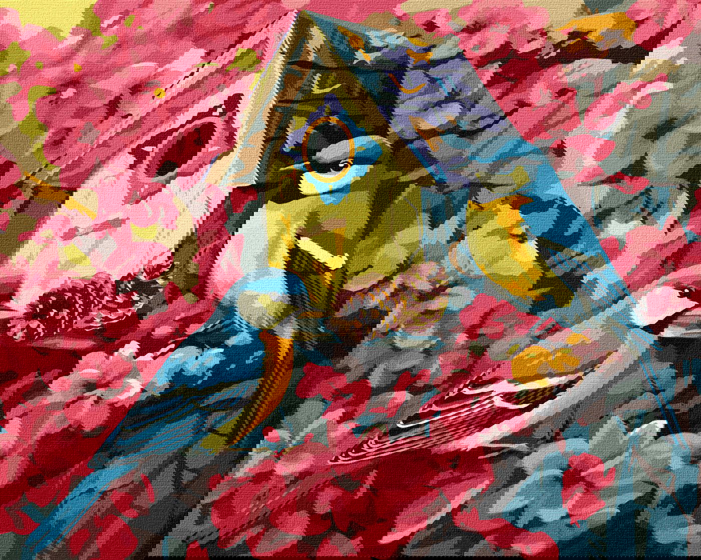 Tapyba pagal skaičius JAUKUS PAUKŠČIŲ NAMELIS 40x50 cm