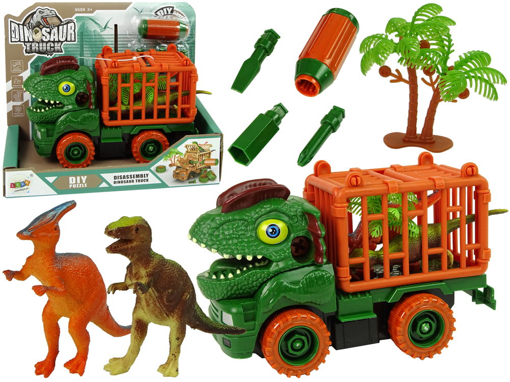 Išardomas sunkvežimis Dinosaur Truck su priedais, žalias