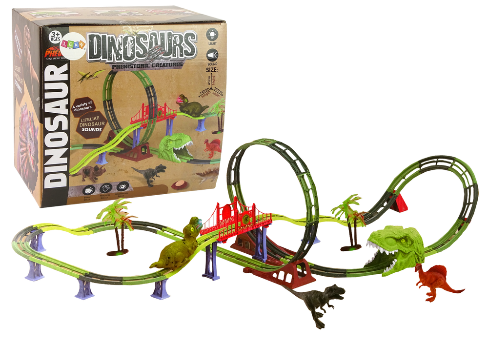 Trasa su dinozaurais ir garso-šviesos efektais