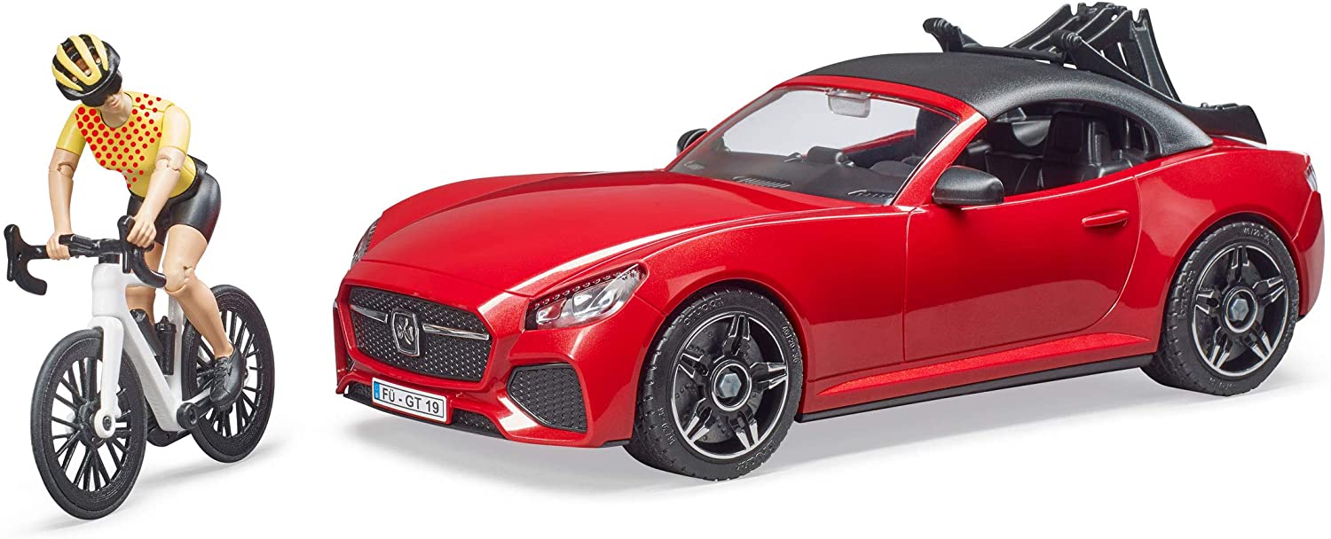 BRUDER automobilis Roadster ir dviratininkas su kelių dviračiu, 03485