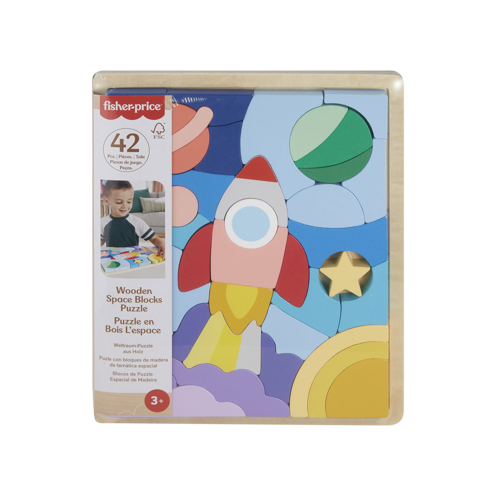 Fisher  price medinė dėlionė raketa