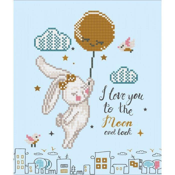 Deimantinė mozaika LOVE YOU TO THE MOON and BACK 32x32 cm