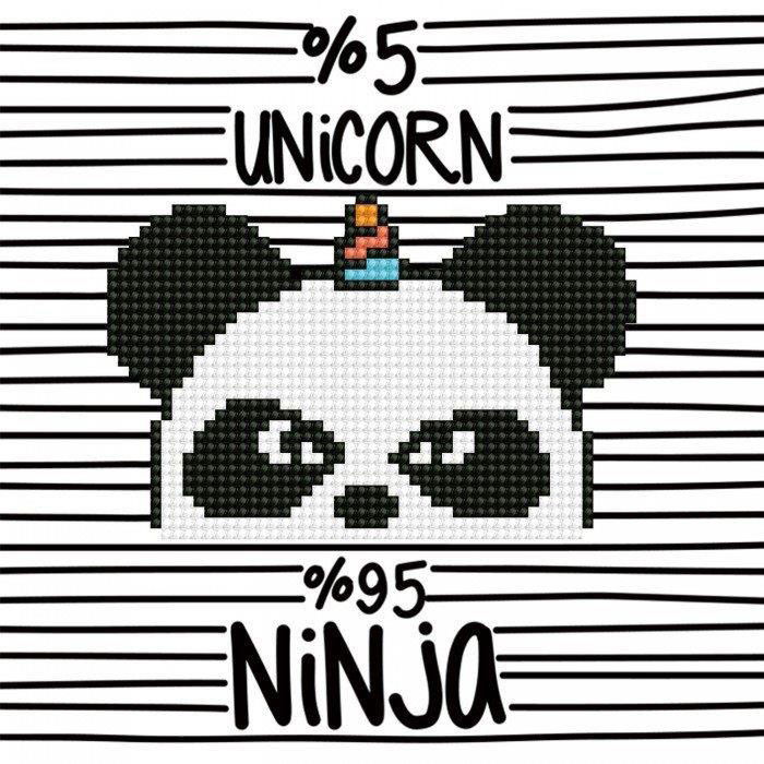 Deimantinė mozaika NINJA PANDA-CORN 20,3x20,3 cm