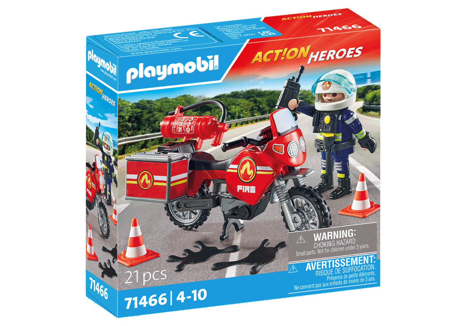 Ugniagesių motociklas ir alyvos išsiliejimas PLAYMOBIL ACTION HEROES 71466