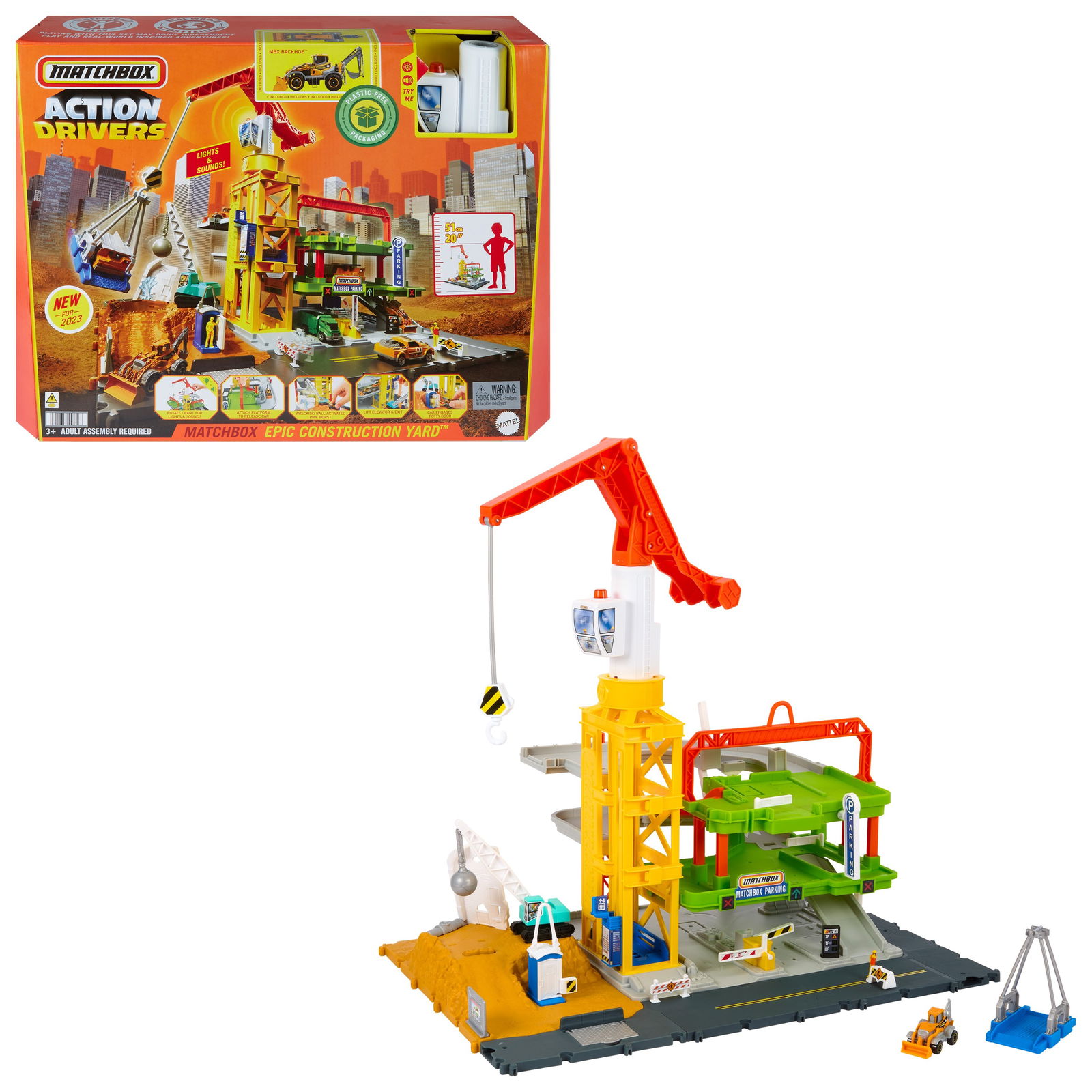 Matchbox rinkinys Statybų aikštelė su dideliu kranu