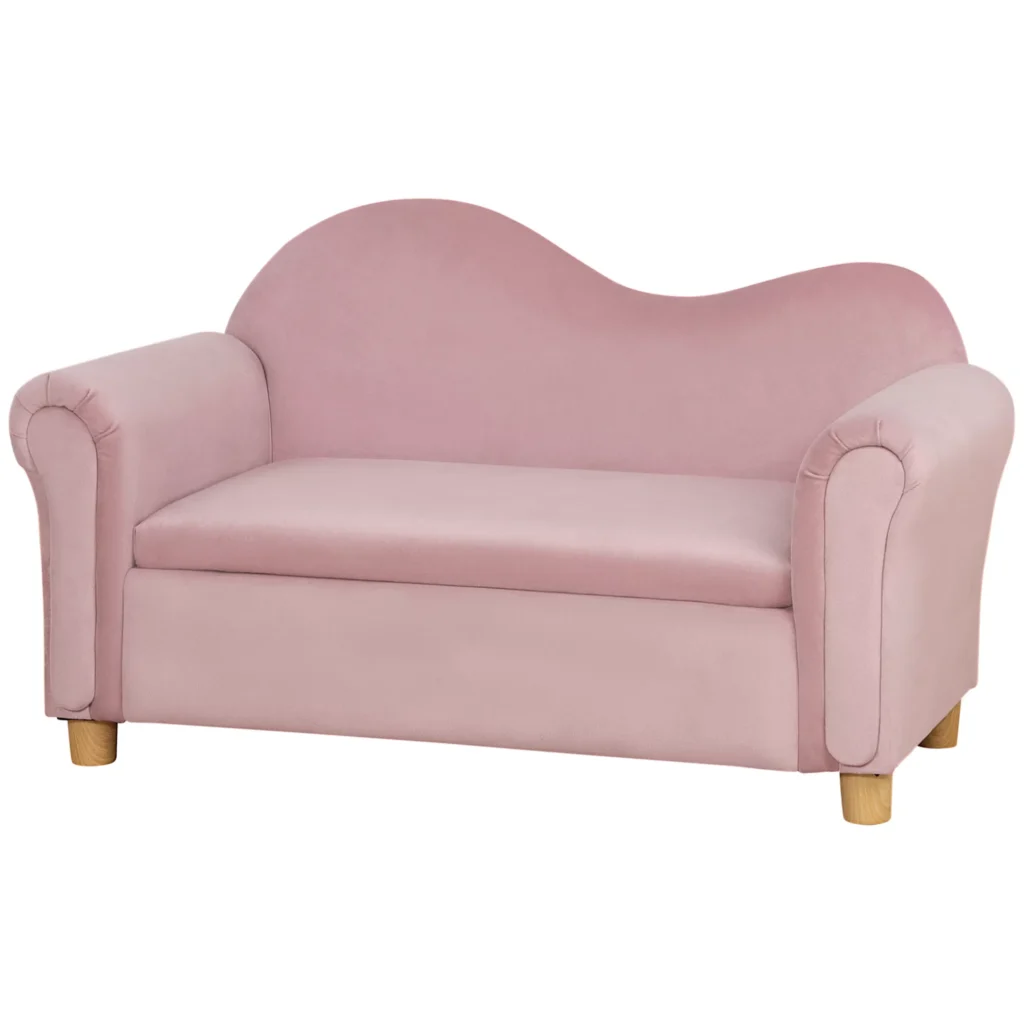 Vaikiška sofa su daiktadėže, 84x41.5x48.5cm, rožinė