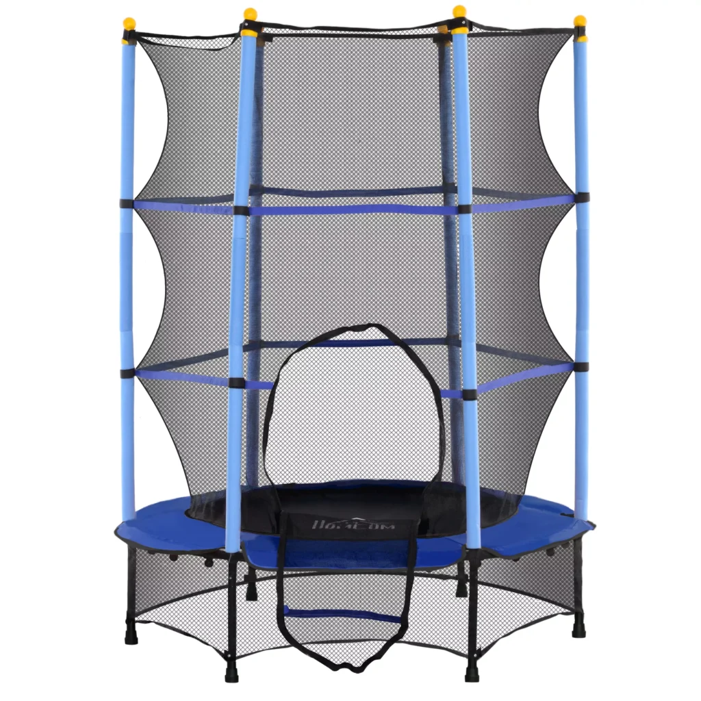 Vaikiškas batutas su apsauginiu tinklu Ø140 cm, 3-10 metų vaikams, maks. apkrova 50 kg, mėlynas