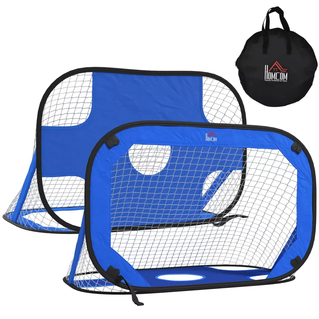 Nešiojamasis futbolo tinklas, 2 mini vartų rinkinys, sulankstomas su nešiojimo krepšiu, mėlynas, 123x80x80 cm