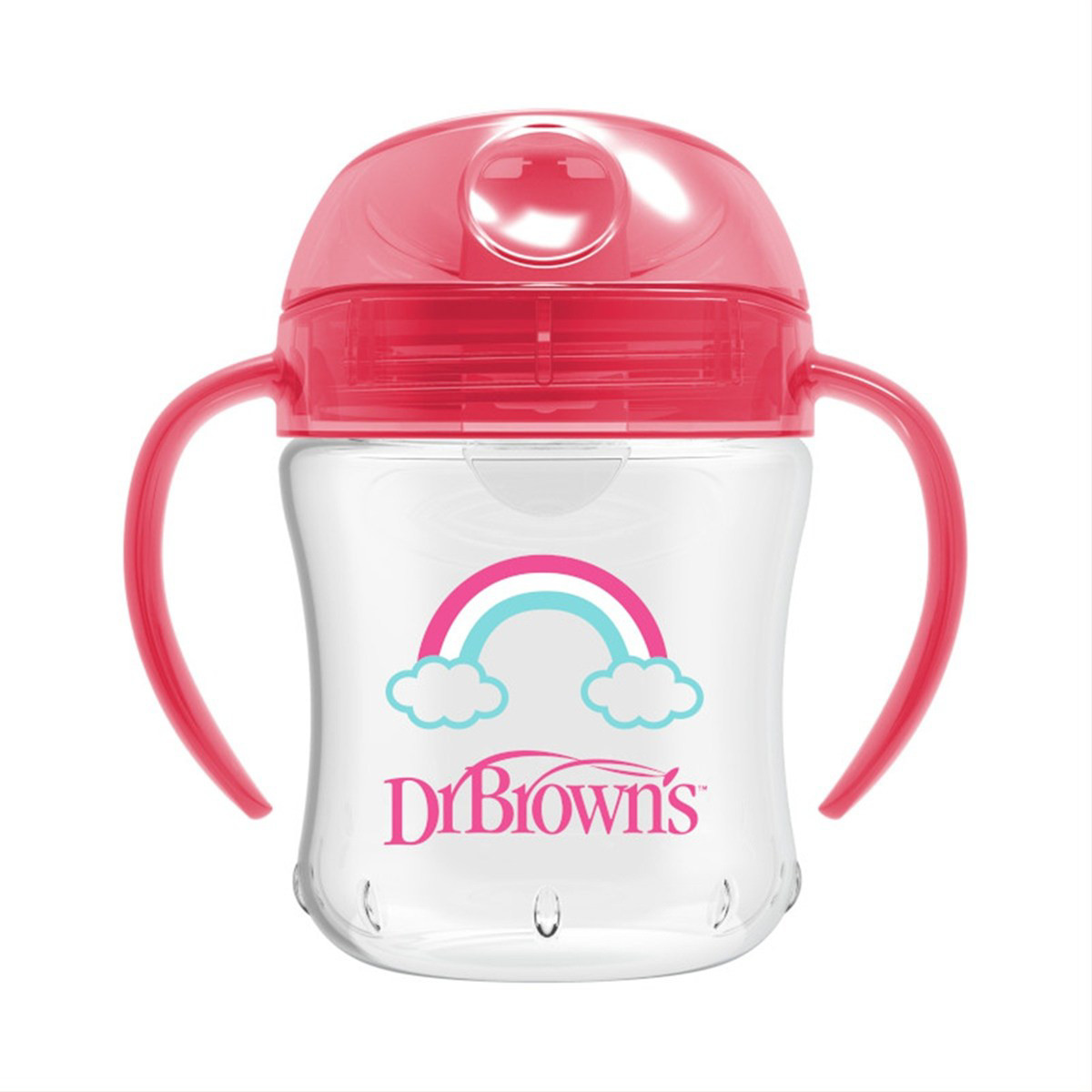 DR. BROWN'S, mokomoji gertuvė su rankenėlėmis, rožinė, 180ml