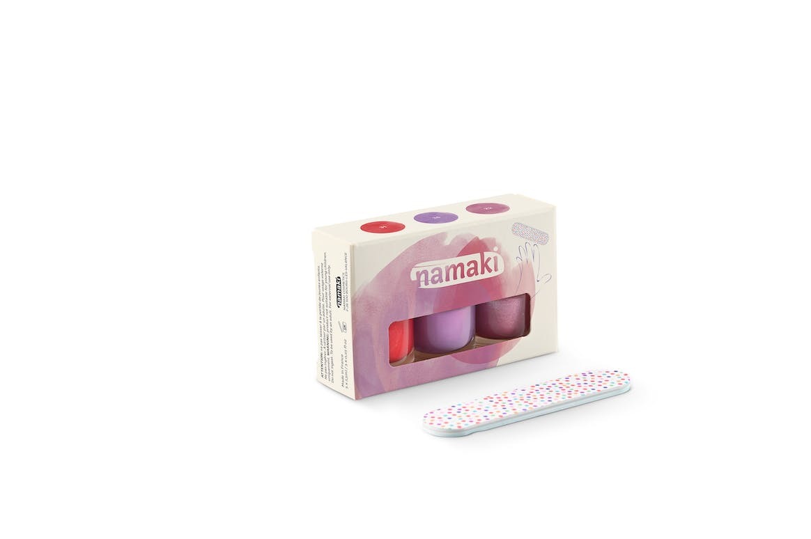 NAMAKI cosmetics - nagų lako komplektas Box of 3 - Griotte - Mauve - Rose pailleté