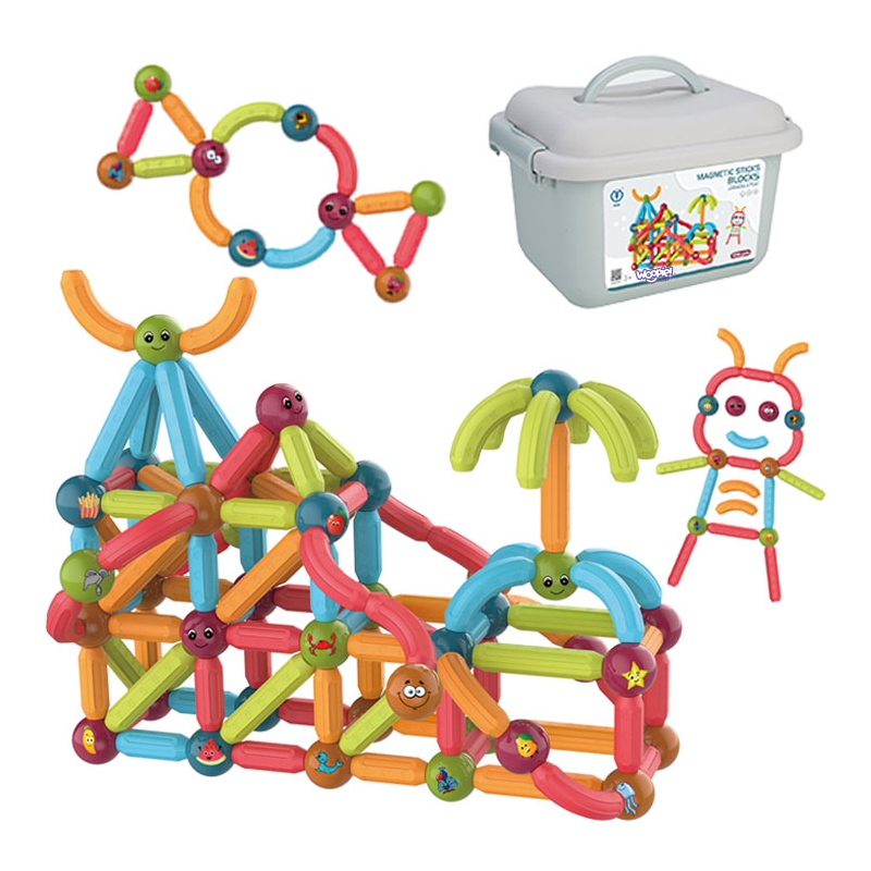 Magnetinės Konstrukcijos Mokomieji Statybiniai Blokai WOOPIE 128 vnt.