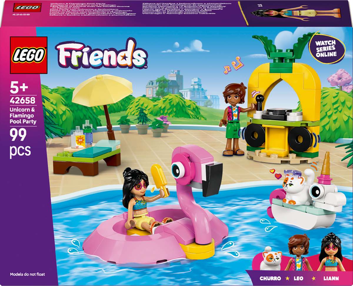 Konstruktorius LEGO® Friends Unicorn & Flamingo Pool Party, 42658