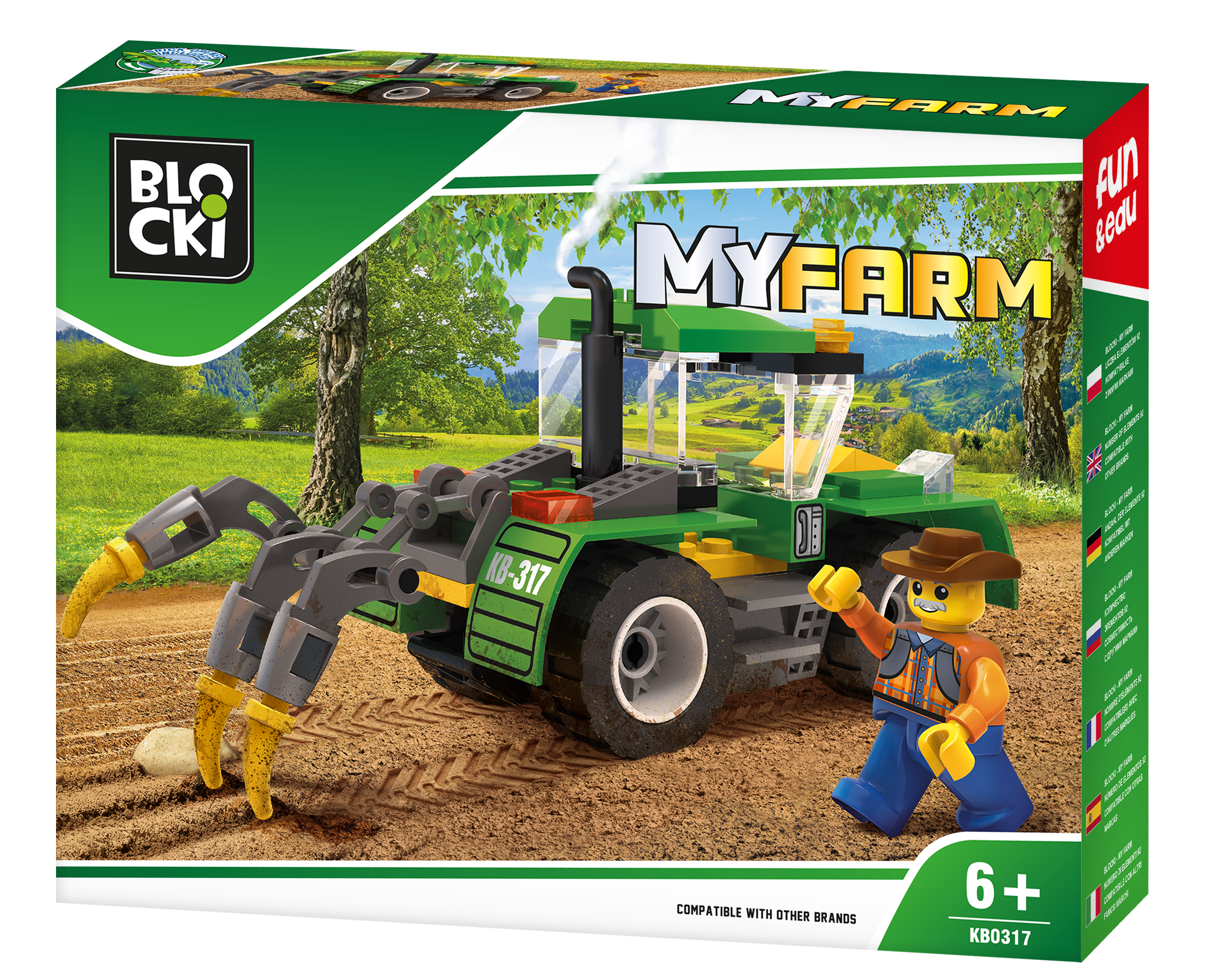 Konstruktorius Blocki MyFarm Traktorius su plūgu KB0317 85vnt