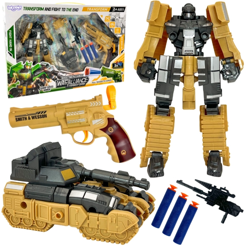 3 viename transformuojamas roboto tankas ir strėlių paleidimo įrenginys WOOPIE