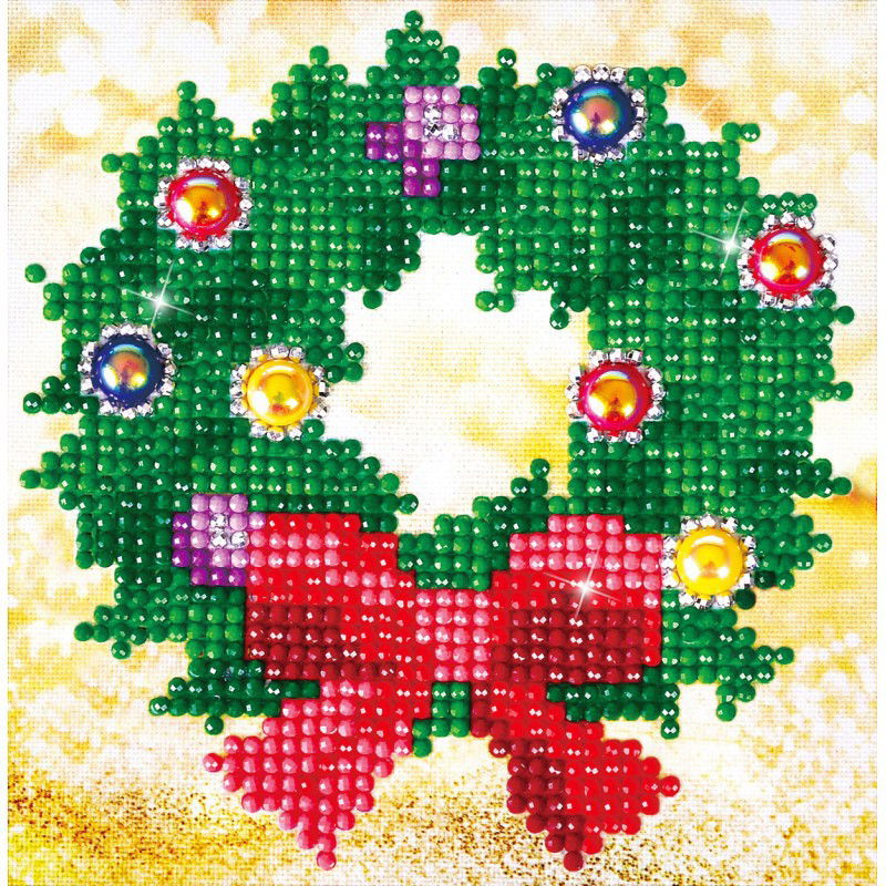 Deimantinė mozaika CHRISTMAS WREATH PITURE 13,54x13,54 cm