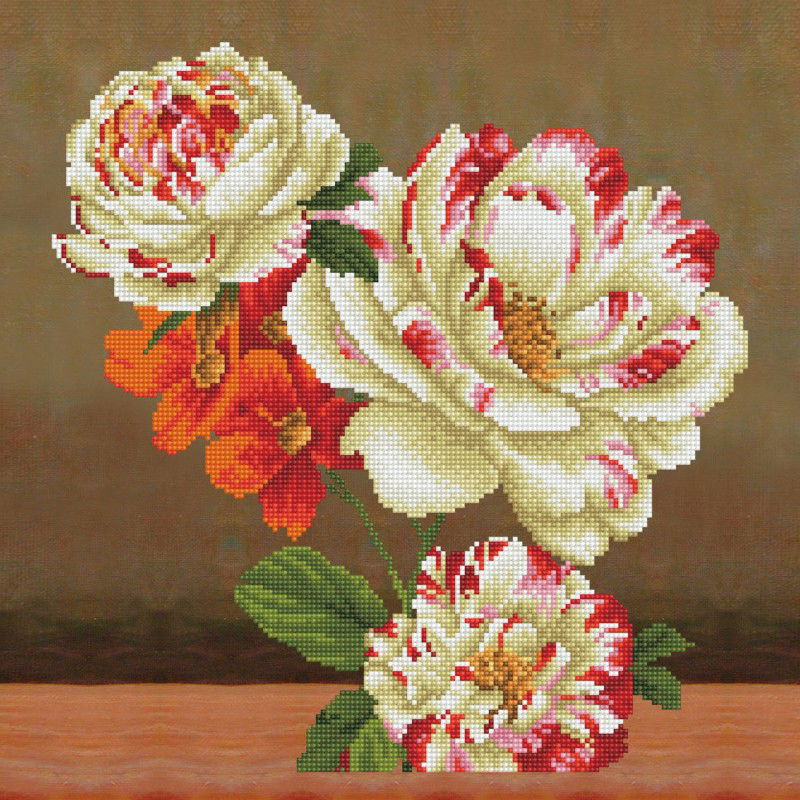Deimantinė mozaika CAMELLIA LILLY BOUQUET 45x45 cm
