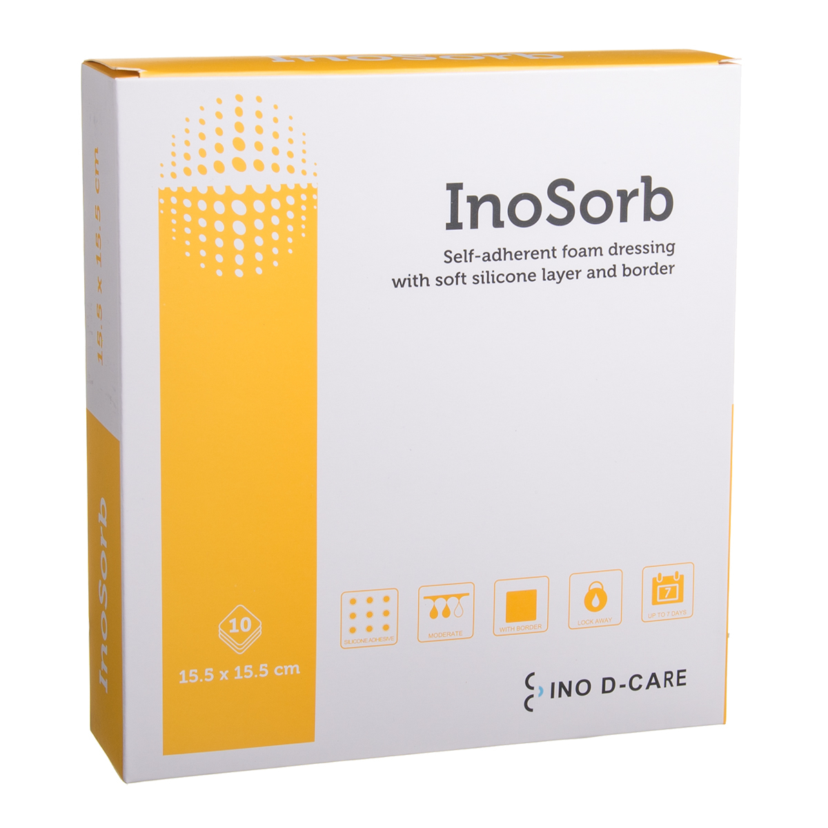 INOSORB,15,5 cm x 15,5 cm, lipnus tvarstis su silikonu, 10 vnt.