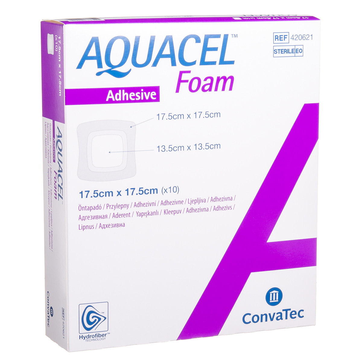 CONVATEC AQUACEL FOAM, lipnus tvarstis su silikonu, 17,5 x 17,5 cm, 10 vnt.