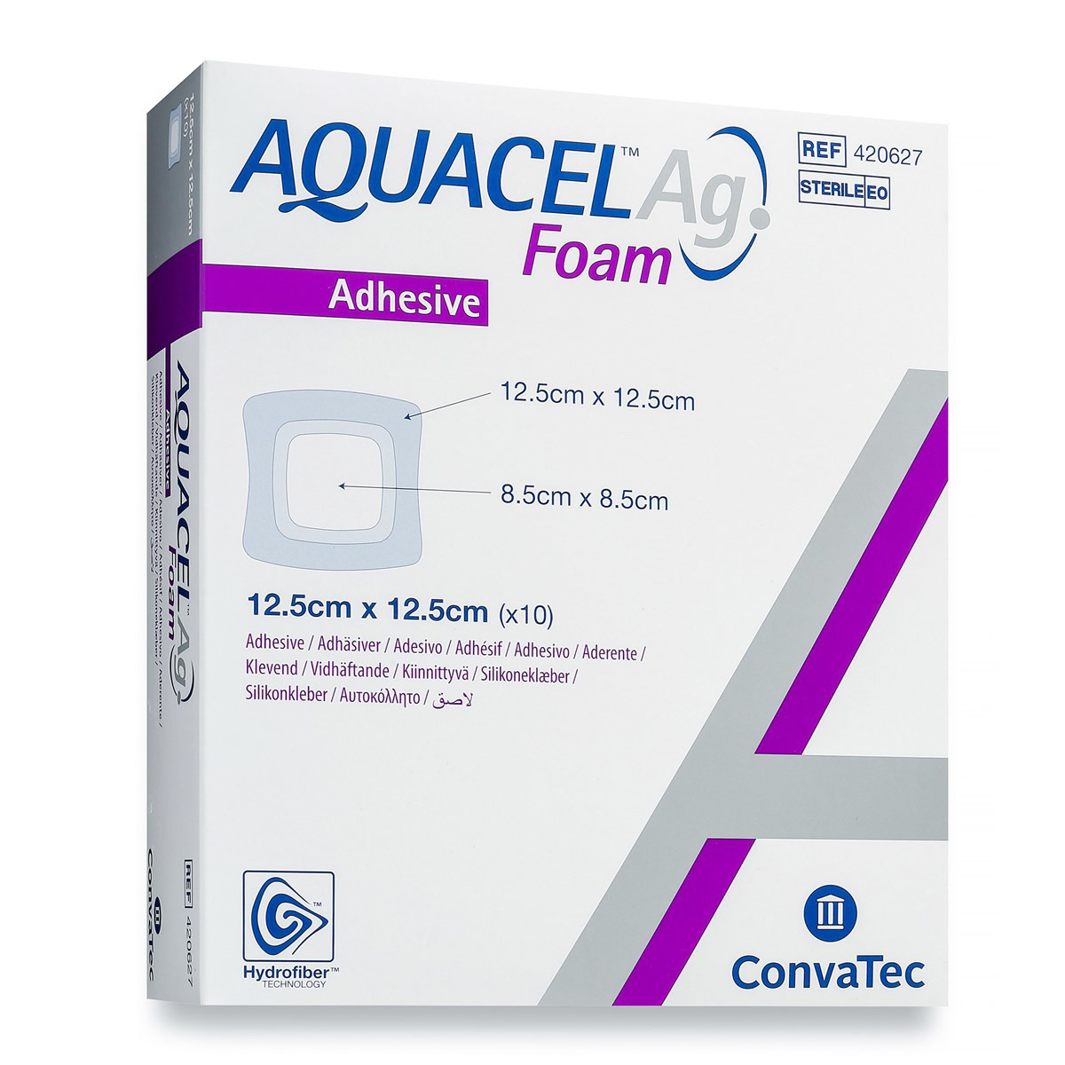 CONVATEC AQUACEL FOAM, lipnus tvarstis su silikonu, 12,5 x 12,5 cm, 10 vnt.