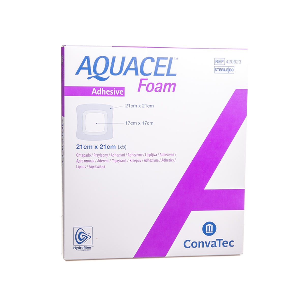 CONVATEC AQUACEL FOAM, lipnus tvarstis su silikonu, 21 x 21 cm, 5 vnt.