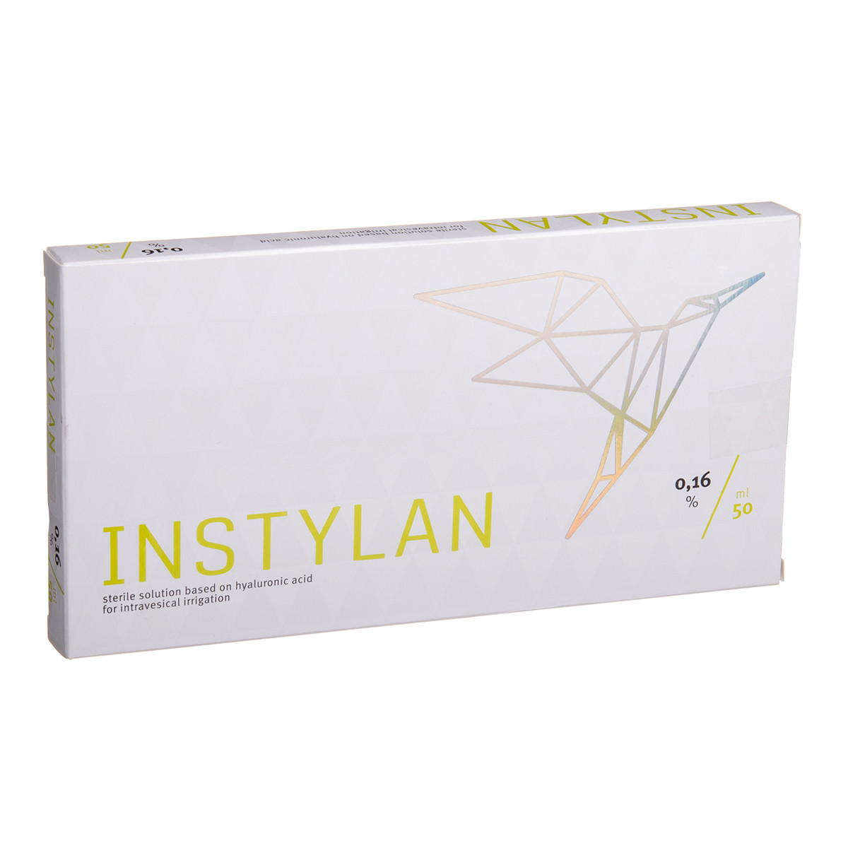 INSTYLAN, sterilus tirpalas hialurono rūgšties 0,16 % pagrindu instiliacijoms į šlapimo pūslę, 50 ml
